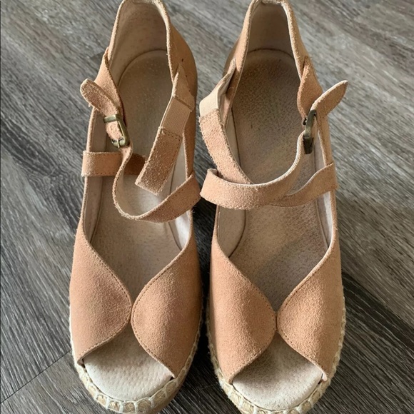 Free People Terrace Suede Wedges Blush 39 - Picture 5 of 6